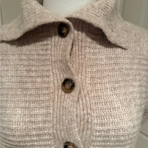 FRNCH Beige Ribbed Cowl Sweater Vest with Buttons - Picture 3 of 5